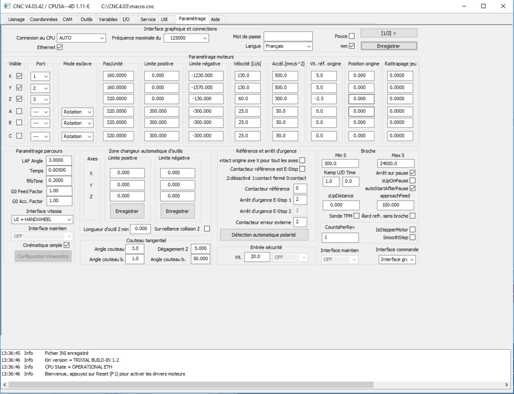 Logiciel de pilotage BZTCNC Parame10