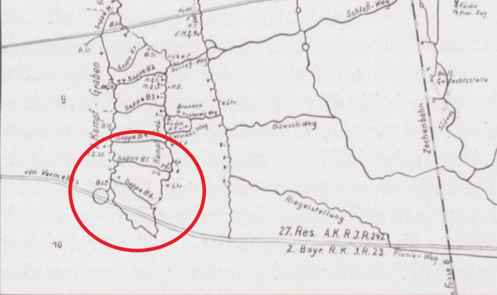 Casque d´artilleur saxon, trophée d´un raid écossais dans les boyaux du RJR242 Carte_11