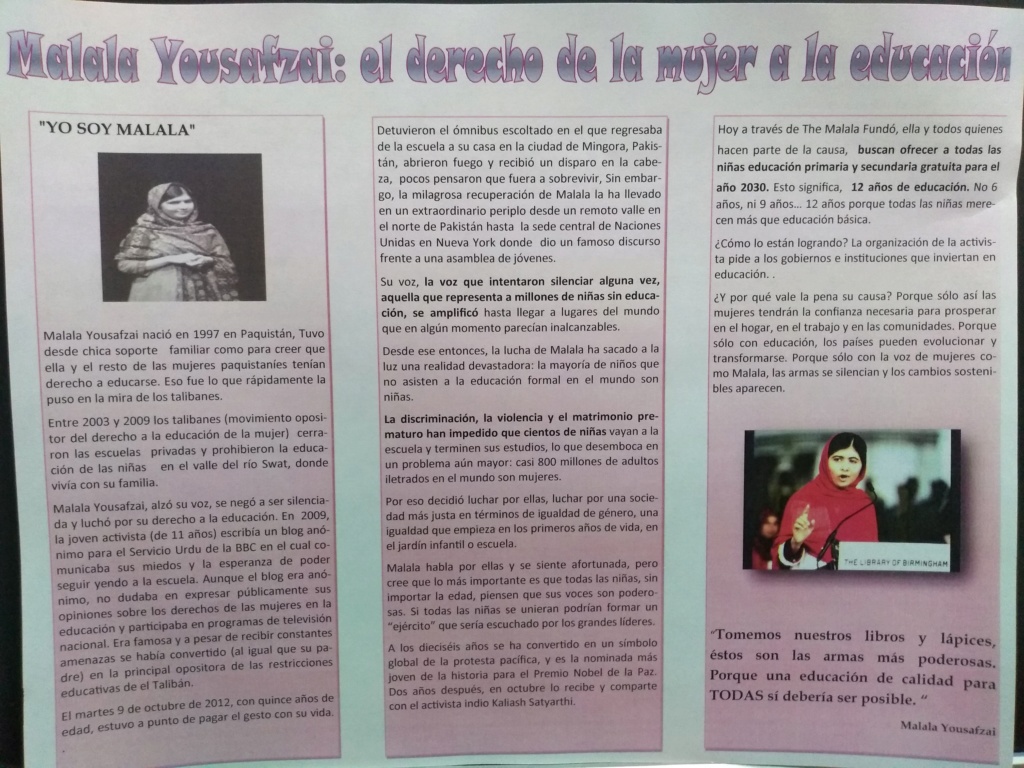 PROYECTO DE TRABAJO 2019 "doce estrategias para las bibliotecas de las escuelas normales’’.  MARZO   Malala10