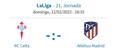 LIGA 2022/23 Jº21: Rc Celta de Vigo vs Atlético de Madrid (Domingo 12 de Febrero, 16:15h) Celta110