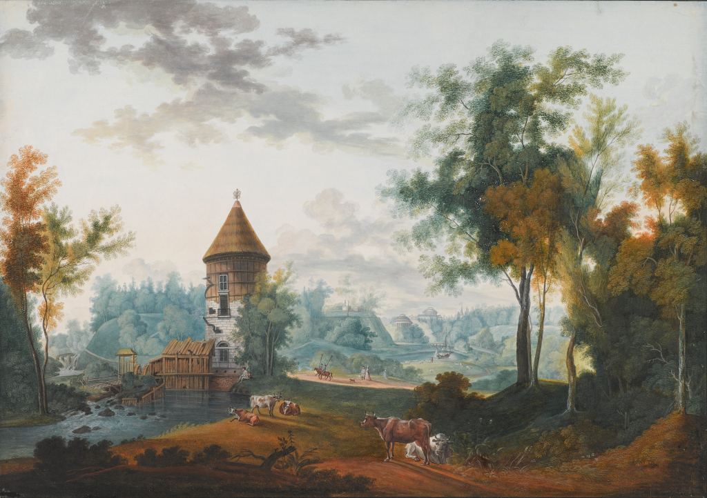 Знакомимся с картиной: "Мельница и башня Пиль в Павловске", 1797  Художник / Щедрин Семен  (1745-1804) Photo714
