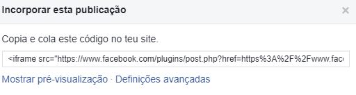 Incorporar posts do facebook  210