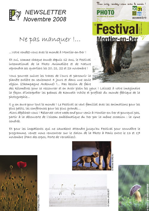 Festival international de la Photographie Animalière et de Nature de Montier en Der Newsle10