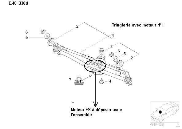 [ Bmw E46 330D an 2000 ] essuie-glaces avant s’arrêtent en haut a gauche 61_e_410