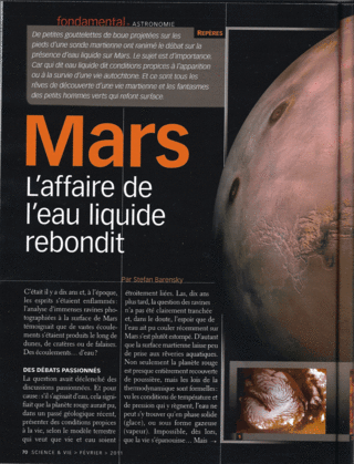 Des mares d'eau liquide à la surface de Mars ? Science&Vie février 2011 Sv_art11