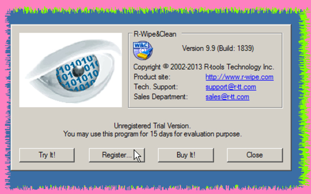    R Wipe Clean 9.9.Build.1839 2013          Screen13