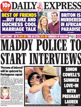 Express: Maddie police to start interviewing in Portugal Expres10
