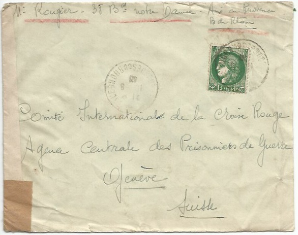 Censure britannique entre le sud de la France et la Suisse 1940 Idcncp10