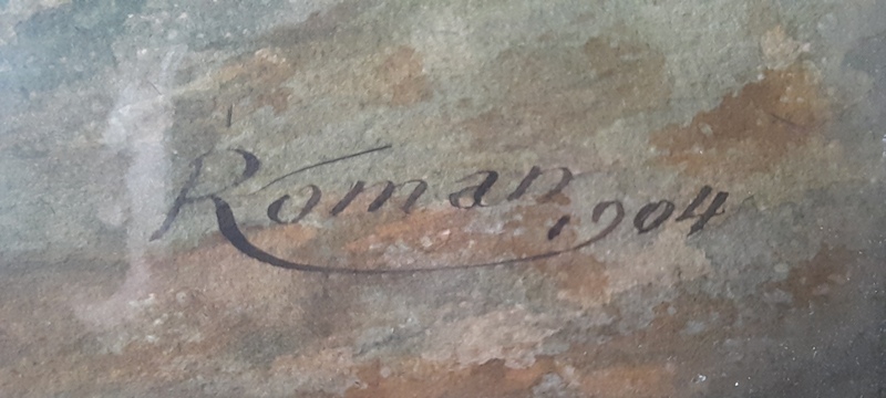 aquarelle  signé Roman   .....   Ernest   Roman 1845/1910 ??? 20220613