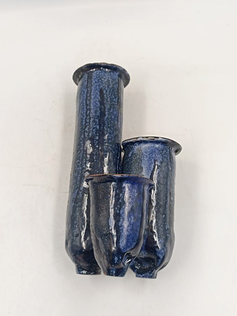 Vase à trois cheminées étranges poterie émaillée non signée Img_2716