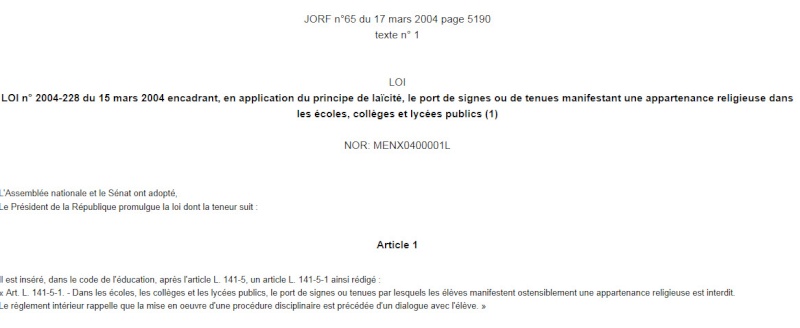 Pourquoi proscrit-on les symboles religieux dans une institution comme l'école ? - Page 2 Loi10