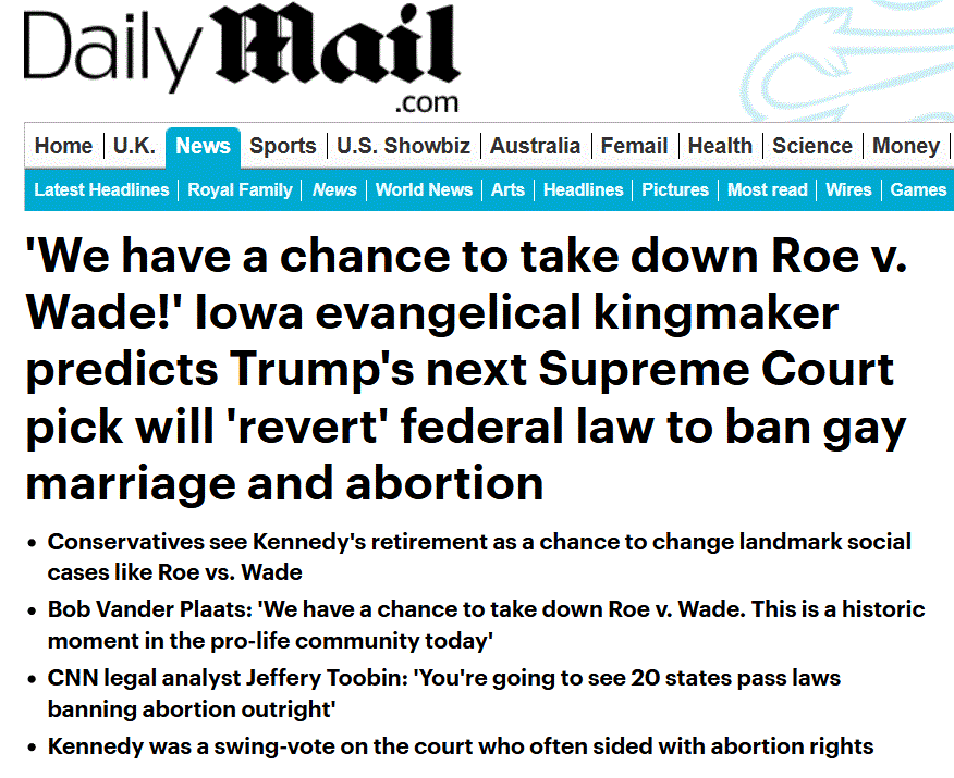 Who Will Replace Kennedy On SCOTUS? Trump Has Vowed To Appoint Judges Who Support Overturning Roe Vs. Wade Dm_abo10