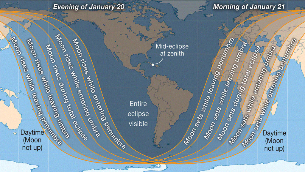 Total Blood Red Lunar Eclipse Tonight in North & South America – Viewing Times & Map Data Inside Eclips11