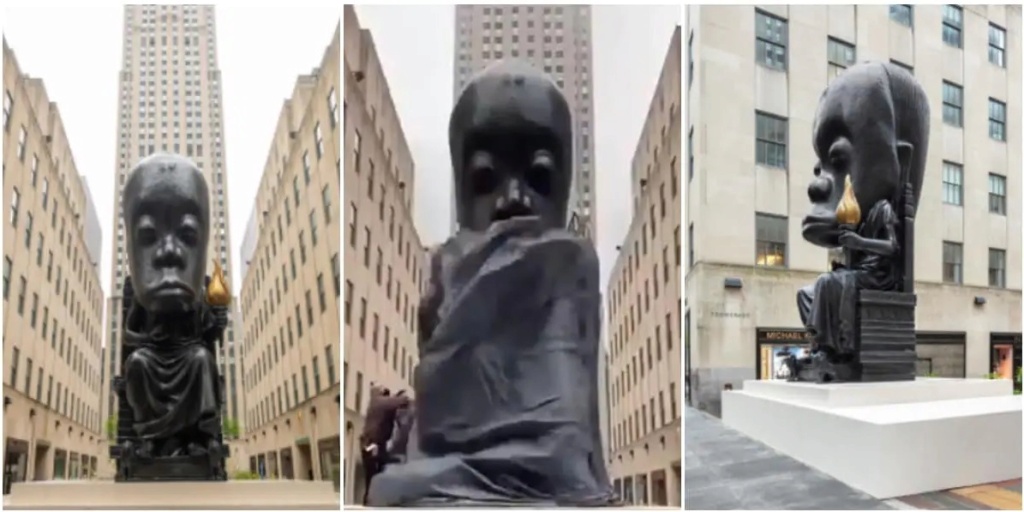 25-Foot Statue Just Unveiled in NYC Rockefeller Center to Honor African Culture – DO NOT MISS – MUST SEE THIS AWFUL THING!!! Knee_g12
