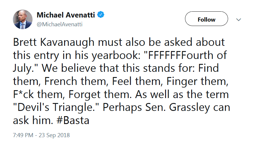 Michael Avenatti, Stormy Daniel’s Attorney, Remember him? He’s Slithering Back and Involved in the Brett Kavanaugh Sexual Misconduct Allegation Thing Ma_fff10