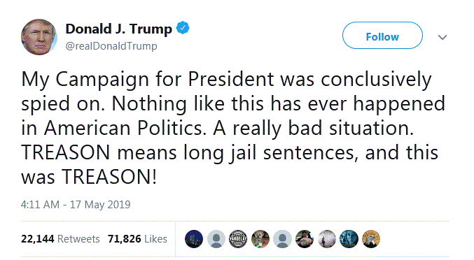 Trump: TREASON means long jail sentences, and this was TREASON! Potus_17