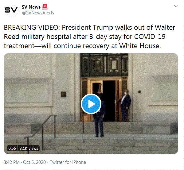 BREAKING: President Trump, first lady test positive for coronavirus, set to quarantine at White House Sv_bre10