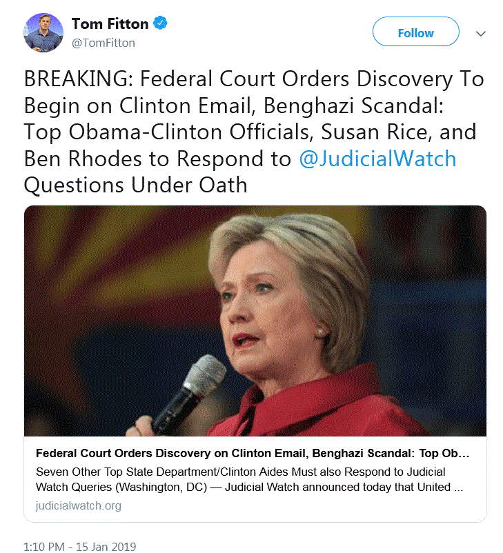 BREAKING: Federal Court Orders Discovery to Begin on Clinton Email, Benghazi Scandal – Details Inside Tom_fi10