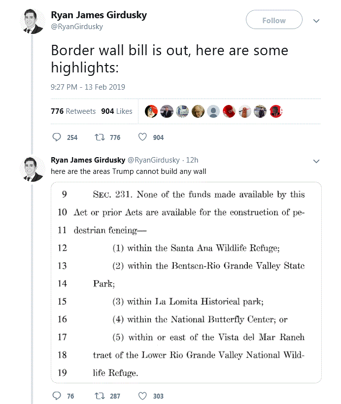 Wall Proposal Details Out - Pray For a Trump Veto - This is Some Bad Ju-Ju Wall_b11