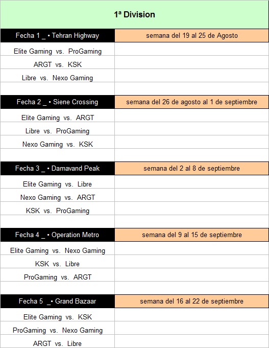 Fixture completo 1 division 6v6 A110