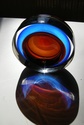 Glass bowl - blue and amber bulls-eye. Dscn9626