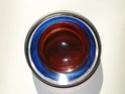 Glass bowl - blue and amber bulls-eye. Dscn9628