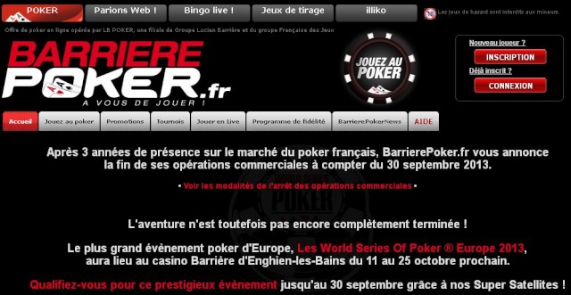 Fermeture de www.BarrierePoker.fr le 30 septembre prochain ! 13-09-2013 Fermet11