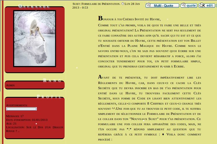 Commentaire dans les "Blogs" de mon forum Marge10