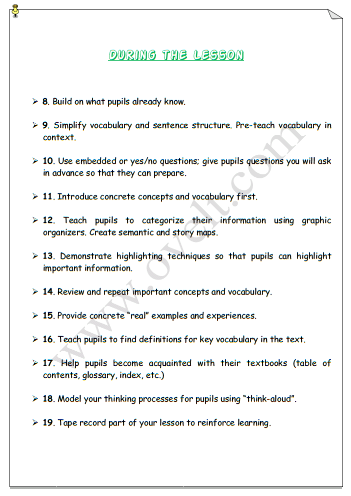 25 Steps for a Successful Lesson 05-04-11