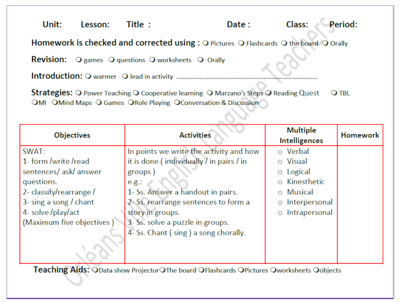 A Sample of a Lesson Plan Format 05-04-13