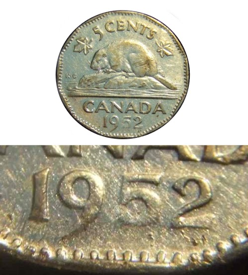1952 - Faible Date "952" (Filled Die) 5c_19510
