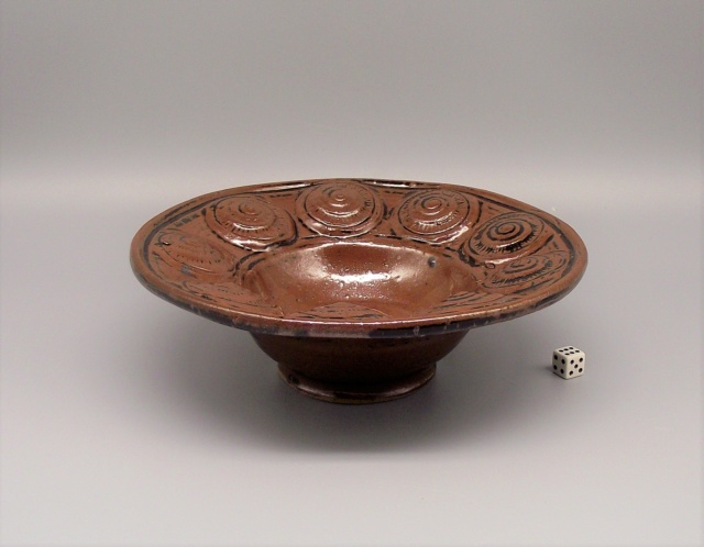 Tenmoku Glazed Bowl With Shell Impressions Incised AB or NB mark Dscf6514