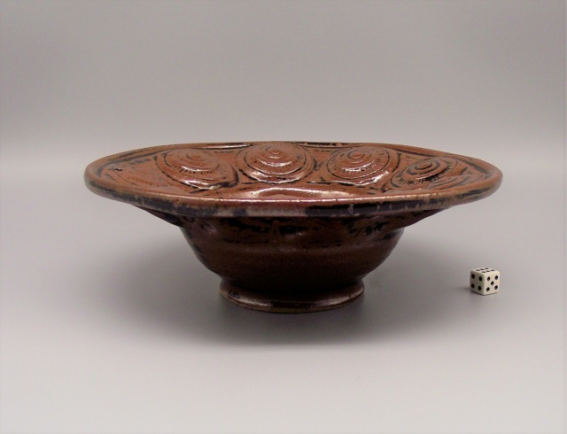 Tenmoku Glazed Bowl With Shell Impressions Incised AB or NB mark Dscf6515