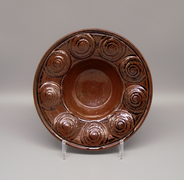 Tenmoku Glazed Bowl With Shell Impressions Incised AB or NB mark Dscf6516
