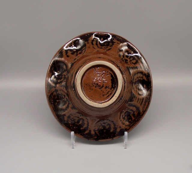 Tenmoku Glazed Bowl With Shell Impressions Incised AB or NB mark Dscf6517