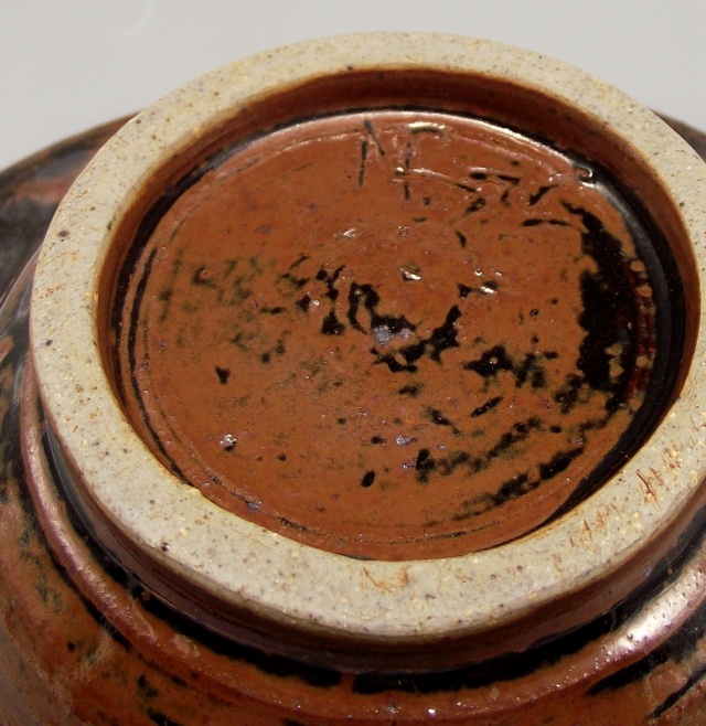 Tenmoku Glazed Bowl With Shell Impressions Incised AB or NB mark Dscf6518