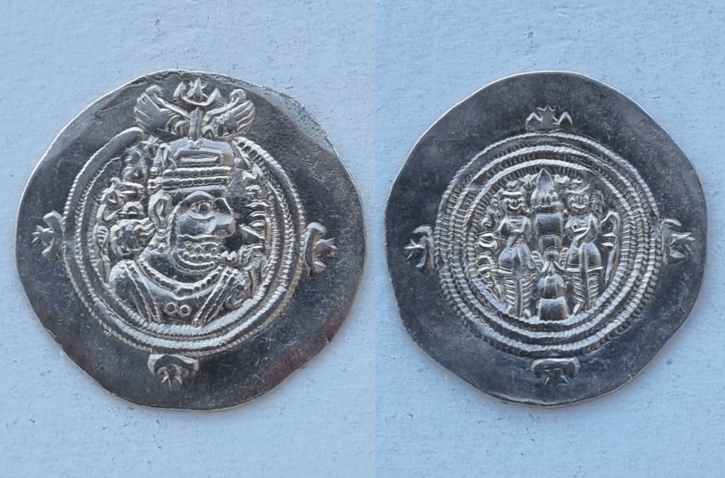 Drachme de Chosroès II, année 35 du règne, atelier Darabgird (DA) - 624-625 20230218