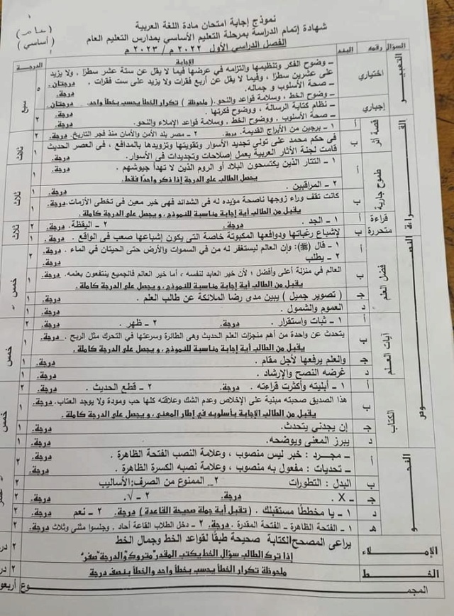 حل امتحانات اللغة العربية الصف الثالث الاعدادي 2023 جميع محافظات مصر 1_510