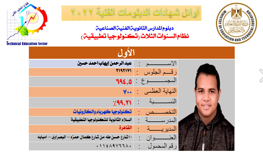 الان اوائل الدبلومات الفنية 2023 من وزير التربية والتعليم المصري بالصور 511