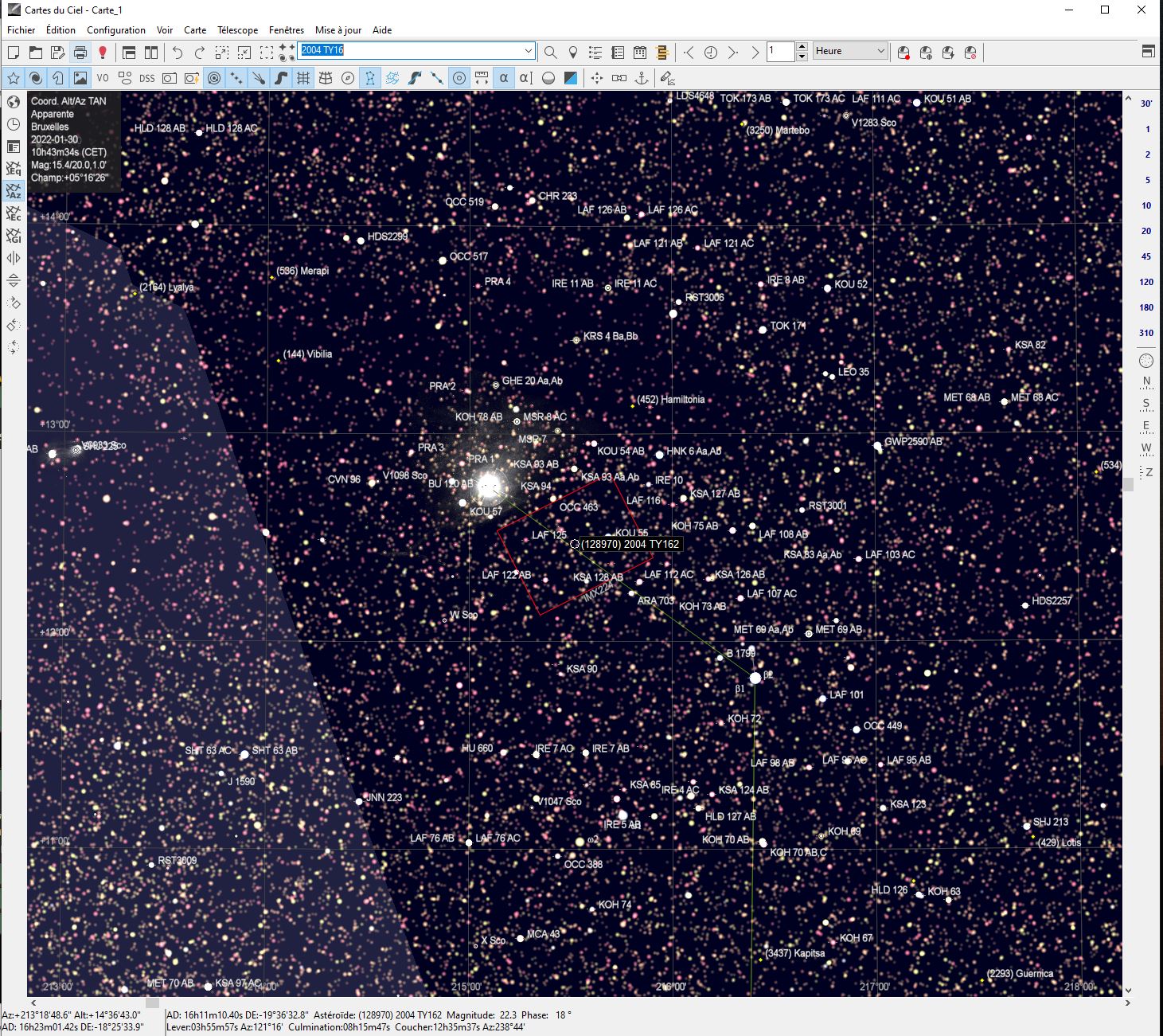 Sélection d'astéroïdes dans "carte du ciel"... Minor_11
