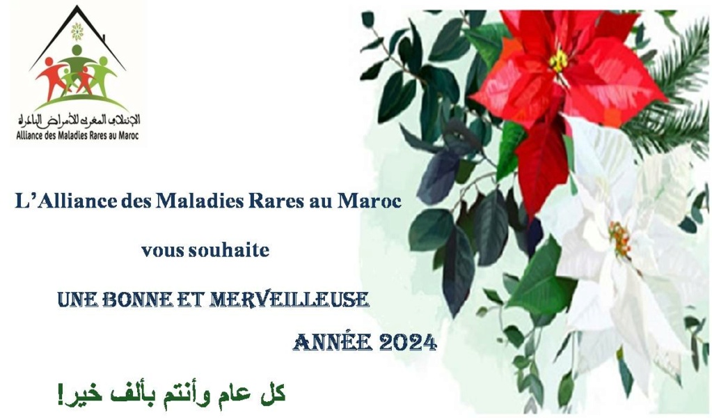 L’Alliance des Maladies Rares au Maroc (AMRM) vous présente ses meilleurs vœux pour 2024 ! Carte_11