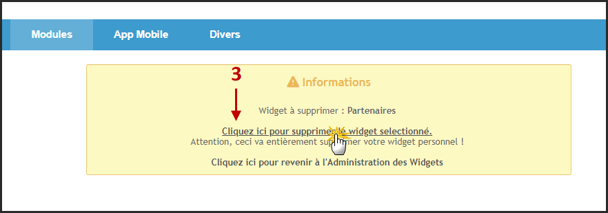 Comment supprimer un widget personnalisé? 16-04-11