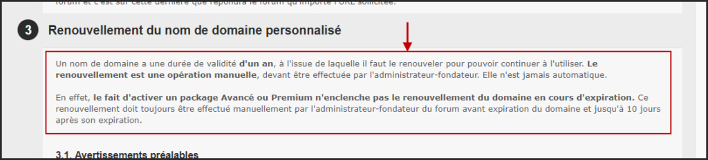 non prise en compte du renouvellement de nom de domaine 31-01-10