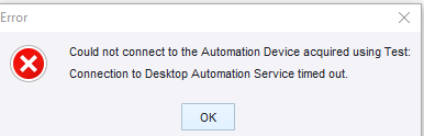 Desktop Automation - get timeout in Design Studio when trying to use Device mapping Das10