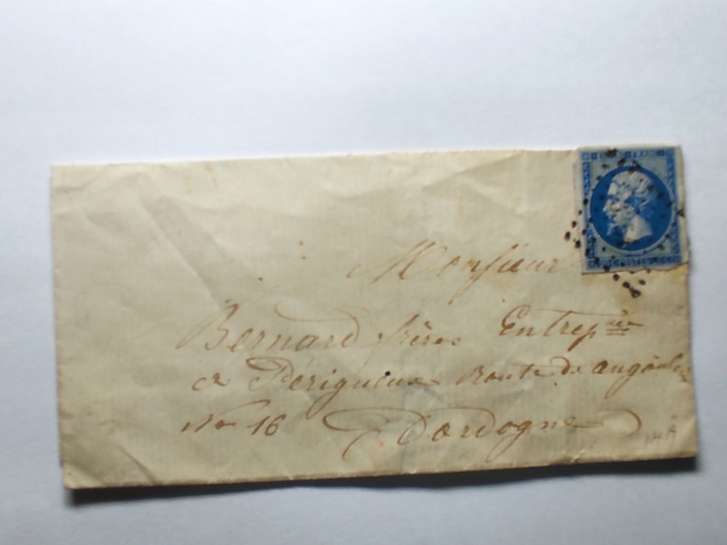 Enveloppe losange à points N° 3351, timbre Napoleon 1861 Img_2497