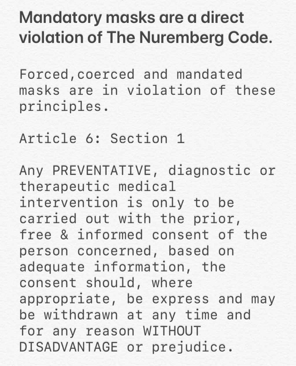 face masks against Nurembourg Court-art 6 sec 3 Violat10