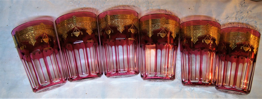 oriental - 6 Gobelets à thé Cristal Val Saint Lambert décor oriental peint à l'or Dsc06539