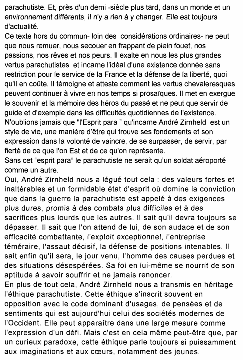 André Zirnheld :Allocutiondu PRESIDENT NATIONAL UNP le général Piquemal nov 2008 Numari12