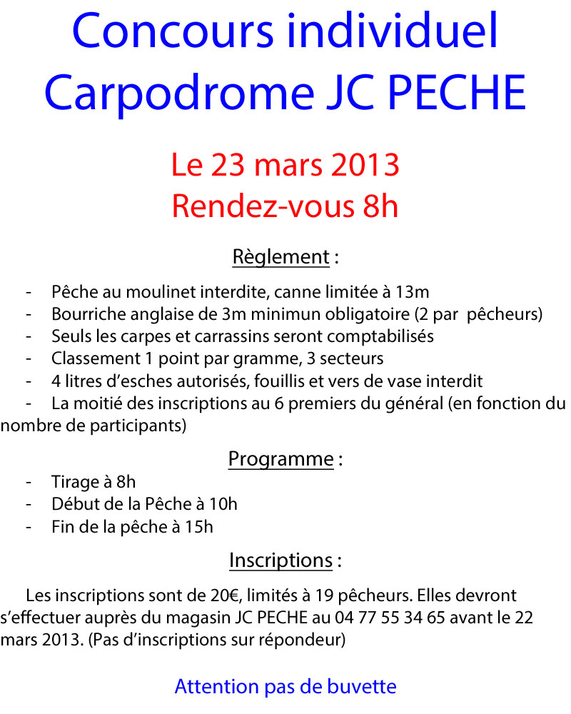Concours individuel le 23/03/13 au Carpodrome JC PECHE!! Affich10