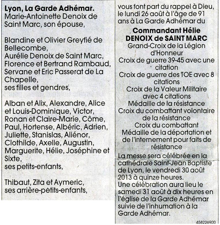 Hélie Denoix de Saint Marc est décédé 1_daca10